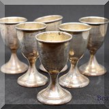 S02a. Set of 6 sterling silver cordials. Some damage. 3”h - $95 